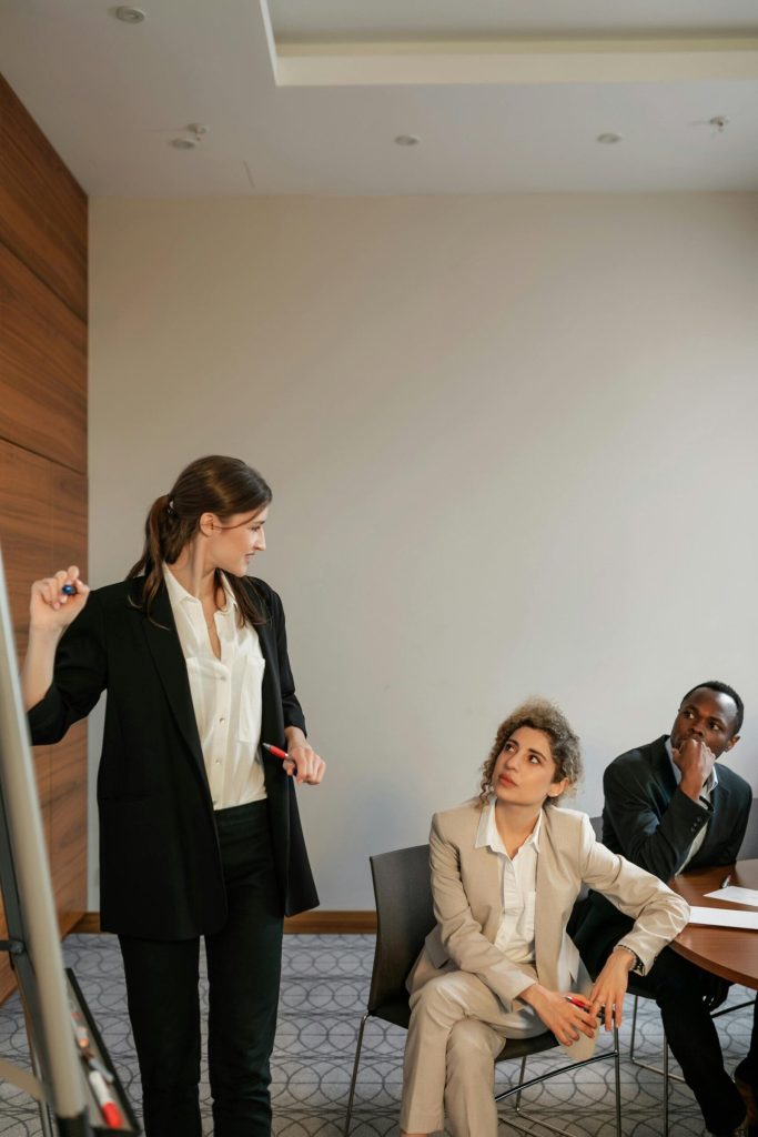 Woman teaching in a meeting